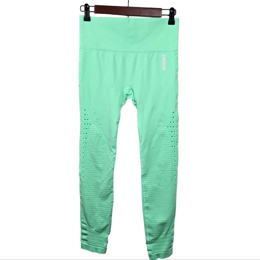 GYMSHARK‎ Energy Seamless Leggings Full Length Neon Mint Green Womens Sz M